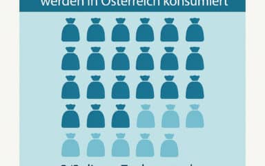 Infografik zeigt: 29 kg Zucker pro Person und Jahr in Österreich, davon rund 2/3 als versteckter Zucker in Fertigprodukten wie Ketchup oder Müslis.